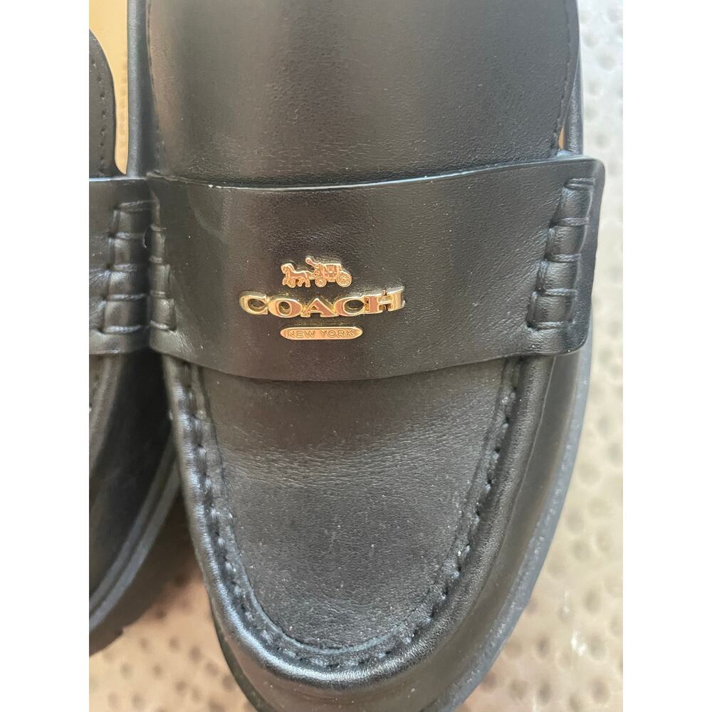 Coach Ruthie Black Platform Leather Loafers Size 7.5 - Picture 2 of 7